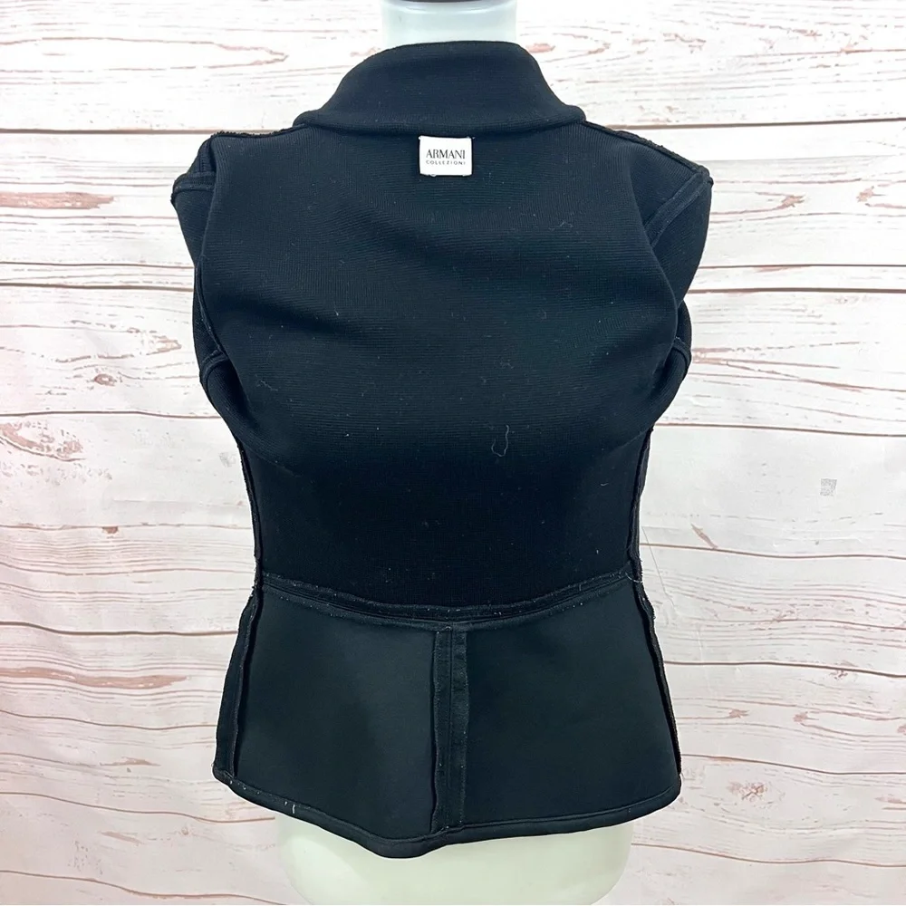 Giorgio Armani Collezioni Scuba Neoprene Inset Peplum Zip Wool Sweater Jacket